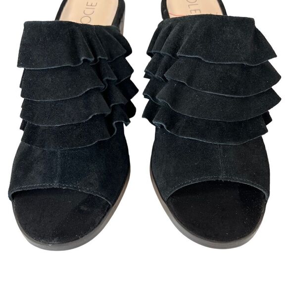 SOLE SOCIETY the FRANNIE Sandal Chunky Heel Open Toe Mules in Black Women's 9.5 - Picture 7 of 13